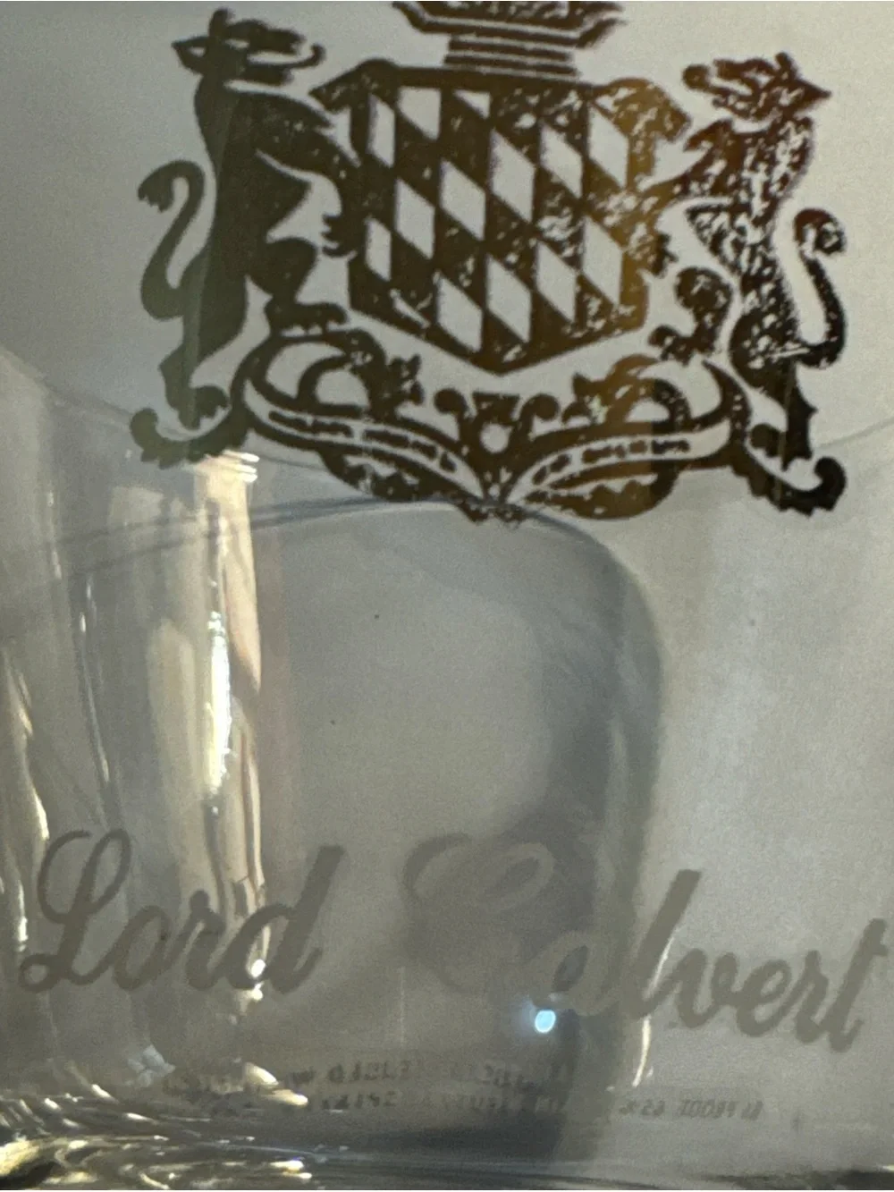 Clear Etched Lord Calvert High Baller Glasses with Logo - Set of 4